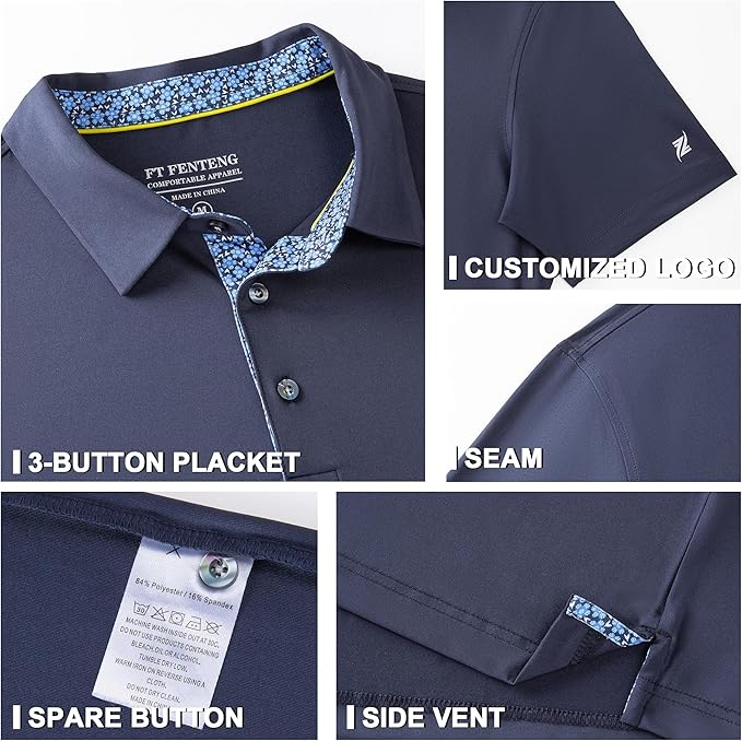 Mens Polo Shirts Short Casual Solid Stylish Dry Fit Performance Designed Collared Golf Polo Shirts for Men