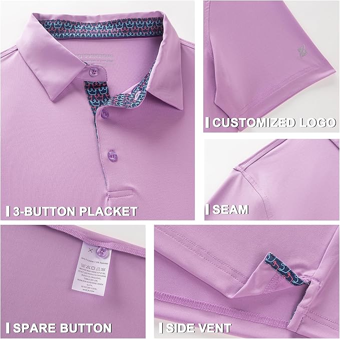 Mens Polo Shirts Short Casual Solid Stylish Dry Fit Performance Designed Collared Golf Polo Shirts for Men
