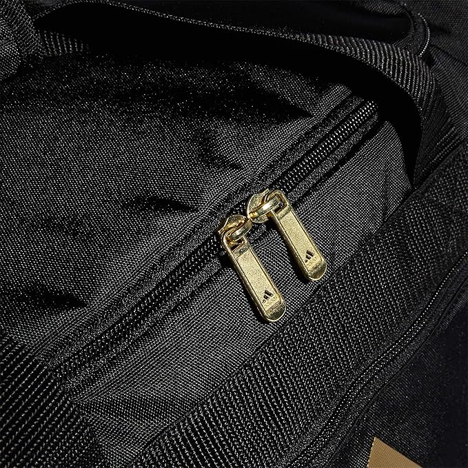 adidas Unisex Defender 4.0 Gym Duffel Bag for Men and Women, Black/Gold Metallic, Small (38L)