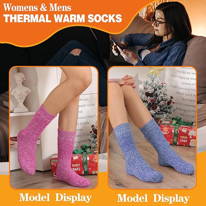 3 Pairs Warm Thermal Socks for Women & Men Winter Ski Thick Boot Insulated Socks for Cold Weather