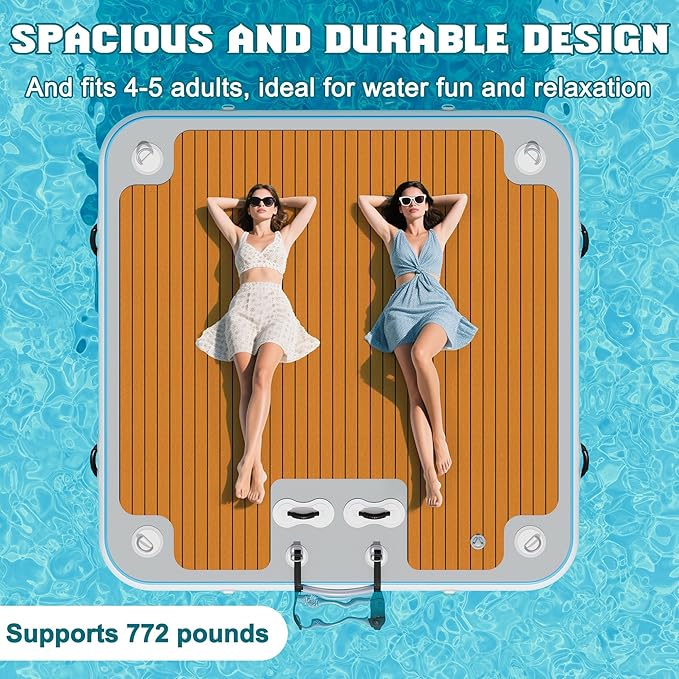 Specraft Inflatable Floating Dock, Non-Slip Air Dock Platform loating Island Raft with Rope Ladder for Pool Lake Beach Ocean
