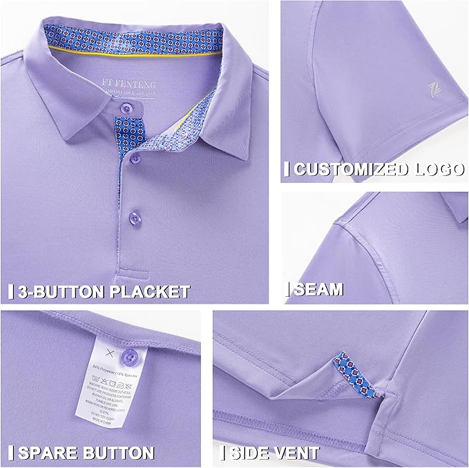 Mens Polo Shirts Short Casual Solid Stylish Dry Fit Performance Designed Collared Golf Polo Shirts for Men