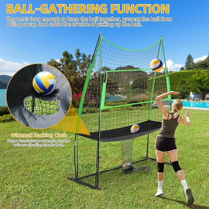 Volleyball Training Equipment, Height Freely Adjustable Practice Net System for Spike Hitting Serving, Portable Volleyball Net for Backyard Indoor Outdoor Use