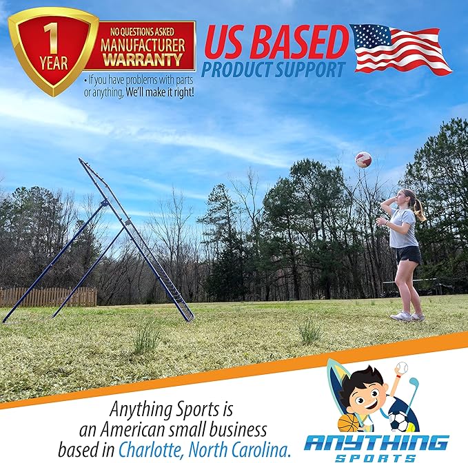 The Original Fully Adjustable 7x4 Feet Volleyball Rebounder Net from Anything Sports - Practice Sets, Spikes and Digs at Any Angle from Home- 12 Month No Questions Asked Warranty