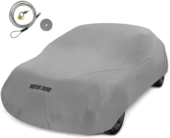 Motor Trend Breathable Lightweight Car Cover, Anti-Moisture Build-Up Water-Resistant Scratch-Resistant Travel-Friendly, Universal Fit for Cars SUVs Trucks Vans All-Weather Outdoor/Indoor, (L) 190" L