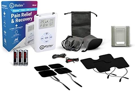 iReliev TENS + EMS Combination Unit Muscle Stimulator for Pain Relief & Arthritis & Muscle Strength with Backlit Display