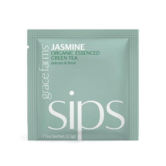 Grace Farms Organic JASMINE Green Tea (100 Enveloped Pyramid Sachets w/String & Tag) | Fragrant and Sweet | Fairtrade and Kosher Certified | Best Green Tea | Gives Back 100% of Profits