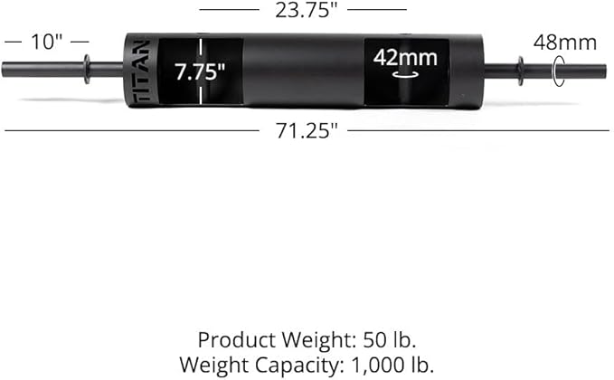 Titan Fitness Rackable Strongman Log Bar, Powerlifting Log Press Competition, 1000 LB Capacity, Strength Training Specialty Barbell, Home Gym Weightlifting Equipment