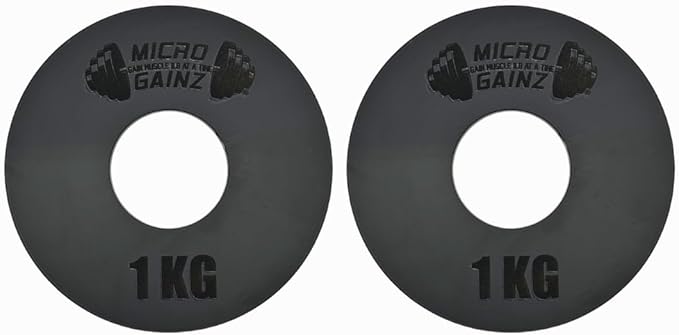 Micro Gainz Kilogram Fractional Weight Plate Set of 2 Plates, .25KG, .50KG or 1KG, Plate Set Designed for Olympic Barbells & Strength Training, Made in USA