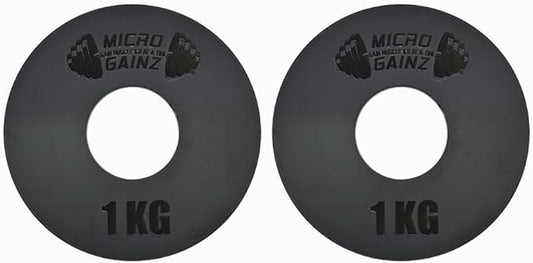 Micro Gainz Kilogram Fractional Weight Plate Set of 2 Plates, .25KG, .50KG or 1KG, Plate Set Designed for Olympic Barbells & Strength Training, Made in USA