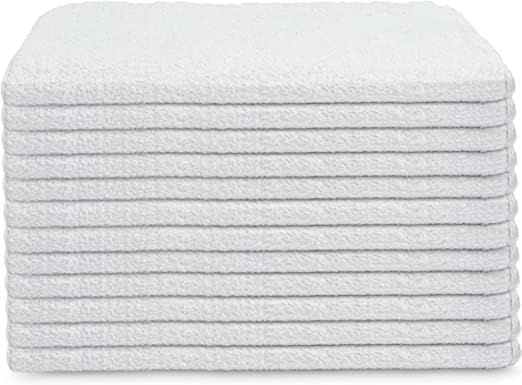 GOLD TEXTILES White Shop Towels Cotton [B Grade Towel] - 60 Pcs 20x40 Inches Shop Rags in a Box - Valuable Cleaning Rags Terry Towel for Industries, Automobiles and Commercial Use (60 Rags)