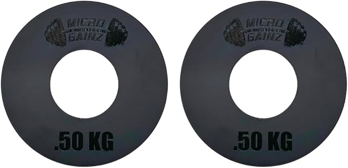 Micro Gainz Kilogram Fractional Weight Plate Set of 2 Plates, .25KG, .50KG or 1KG, Plate Set Designed for Olympic Barbells & Strength Training, Made in USA