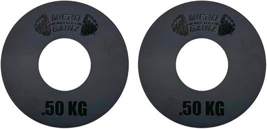Micro Gainz Kilogram Fractional Weight Plate Set of 2 Plates, .25KG, .50KG or 1KG, Plate Set Designed for Olympic Barbells & Strength Training, Made in USA