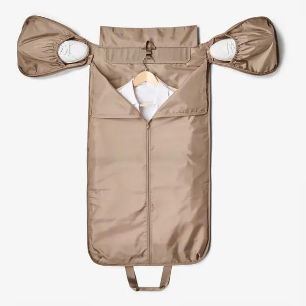 Halfday Convertible 2-in-1 Garment Duffel Weekender Bag 45L | Wrinkle-Free Travel, Hanging Suit Compartment, Shoe Pockets, Trolley Sleeve. Durable & Water-Resistant Carry-On, Stone