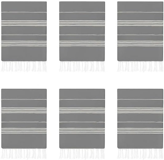 HAVLULAND Turkish Beach Towels Oversized -100% Turkish Cotton Super Soft Lightweight - Absorbent and Quick Drying Bath Towel - Sand Free Beach Towel - Turkish Towels for Adults (Grey, 12 Pack)