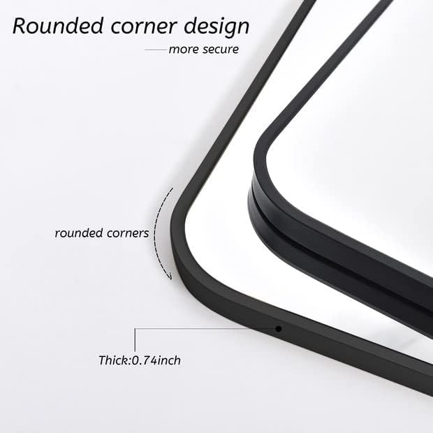 30" x 60"Bathroom Mirror, Matte Black Wall Mirror with Metal Frame, Decorative Rectangular Vanity Mirror for Bedroom Bathroom Living Room Entryway (Horizontal)