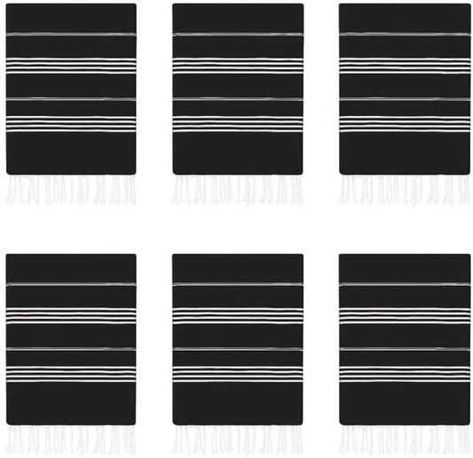 HAVLULAND Turkish Beach Towels Oversized -100% Turkish Cotton Super Soft Lightweight - Absorbent and Quick Drying Bath Towel - Sand Free Beach Towel - Turkish Towels for Adults (Black, 12 Pack)