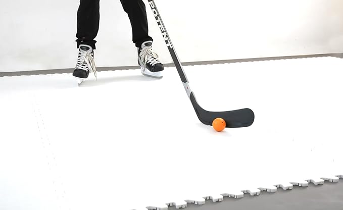 Potent Skateable Synthetic Ice Hockey Tiles (10-Pack, 21.6 SQFT) – Artificial Ice Rink Tiles for Home Hockey Training – Easy Interlocking Assembly, Expandable Design, Durable Self-Lubricating Surface