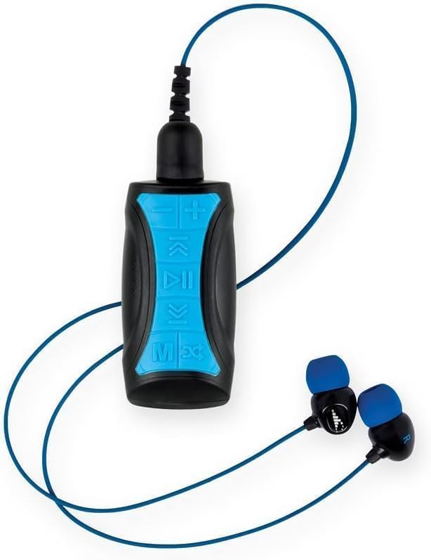 H2O Audio Stream 3 PRO and Surge S+ Earbuds - Underwater Streaming Music Waterproof MP3 Player for Swimming with Bluetooth and Short Cord Underwater Headphones with Superior Sound Quality (Blue)