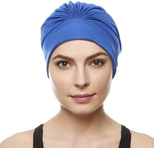BEEMO Swim Caps for Women Swimming Turban Polyester Latex Lined Pleated for Ladies