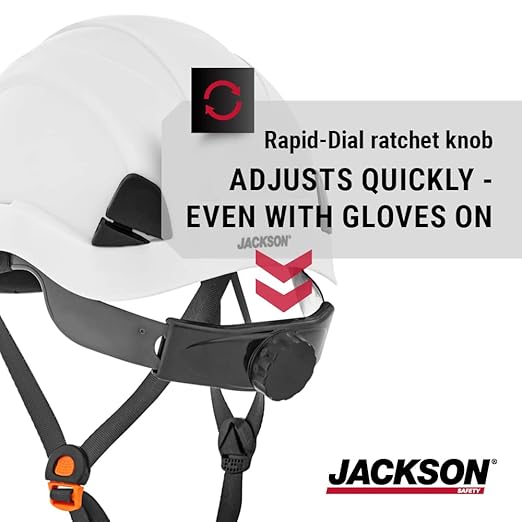 Jackson Safety CH300 Climbing-Style Hard Hat - Non-Vented Construction Helmet with Chin Cup - ANSI Z89.1 & OSHA Compliant - (Multiple Colors)