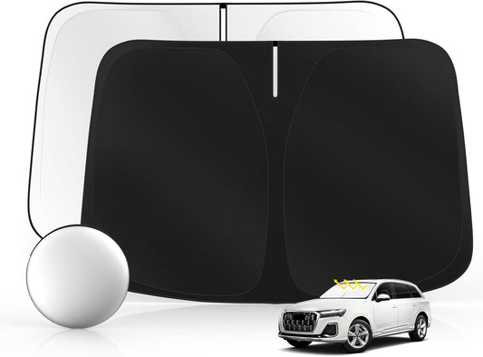 Windshield Sun Shade for Audi Q7 2016-2025 Foldable Sunshade Custom Fit Front Window Car Interior Accessories Protector Blocks UV Rays
