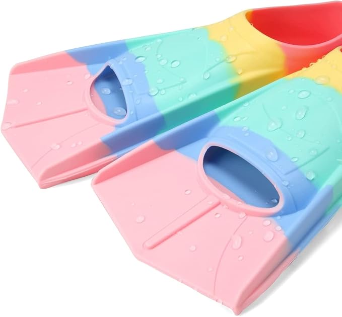 Kids Swim Fins,Short Kids Fins Youth Swimming Flippers for Lap Swimming Training for Children Girls Boys Beginners