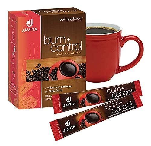 Javita Burn + Control Instant Coffee w Weight Management Herbs: Garcinia Cambogia & Yerba Mate - Slim Coffee with Help of Exercise, Keto Coffee for Diet Support, 1 box - 24 (4.55g) Sticks