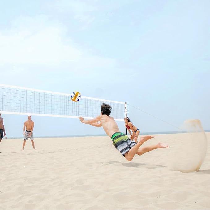 Outdoor Heavy Duty Volleyball Net Set, Anti-Sag Design, Adjustable Aluminum Poles, Portable Volleyball Net for Backyard,Grass and Beach