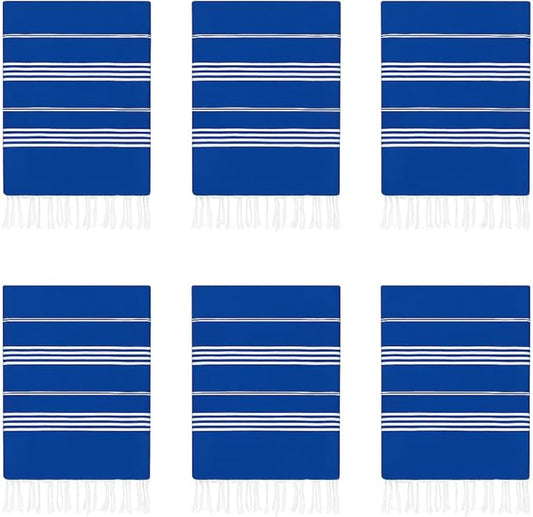 HAVLULAND Turkish Beach Towels Vacation Essentials Quick Dry Sand Free Soft Large XL Big Blanket Adult Oversized Bath Pool Swim Towel Set Bulk Case 6 Multipack Lightweight Thin Compact (Blue, 6 Pack)