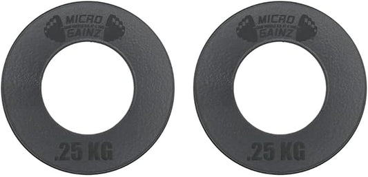 Micro Gainz Kilogram Fractional Weight Plate Set of 2 Plates, .25KG, .50KG or 1KG, Plate Set Designed for Olympic Barbells & Strength Training, Made in USA