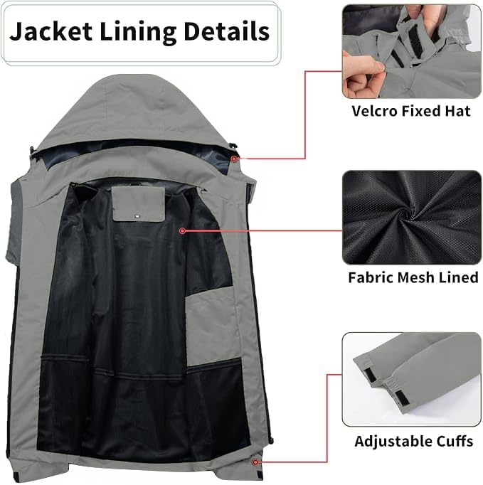 Mens Lightweight Waterproof Jacket Windproof Rain Hooded jackets for Running Hiking Cycling Travel M-7XL