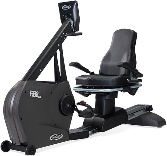 RB8PRO Recumbent Exercise Bike, Gray, Low-Impact Exercise, 360-Degree Swivel Seat, Engaging Programs Including Measuring Imbalances, & Compatible with Free NuStep Wellness App