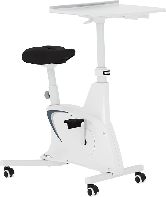 FLEXISPOT Exercise Bike with 2D Desktop, Space Saving Under Desk Bike with Removable Desk, Stationary Bikes Indoor Bikes with 300LBS Heavy Duty 8-Level Resistance Flywheel Optional LCD, V9PRO/V9MAX