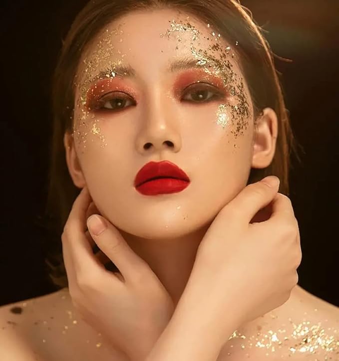 Mysense Gold Body Glitter Gel,Face Hair Glitter Makeup,Music Festival Rave Accessories,Chunky Mermaid Glitter Sequins,Sparkling Face Paint for Women Girls,30g