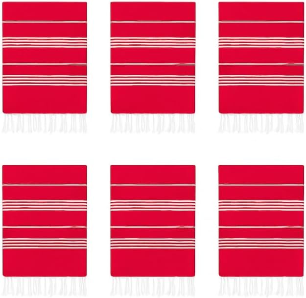 HAVLULAND Turkish Beach Towels Oversized -100% Turkish Cotton Super Soft Lightweight - Absorbent and Quick Drying Bath Towel - Sand Free Beach Towel - Turkish Towels for Adults (Red, 12 Pack)