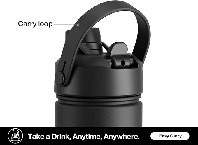 26 oz National Parks Water Bottle with Waterproof Stickers: 2-in-1 Straw Spout Lid, Keep Cold 24H, Leakproof, Car CupHolder Friendly, Insulated Stainless Steel Cup for Travel, Sports, School (Black)