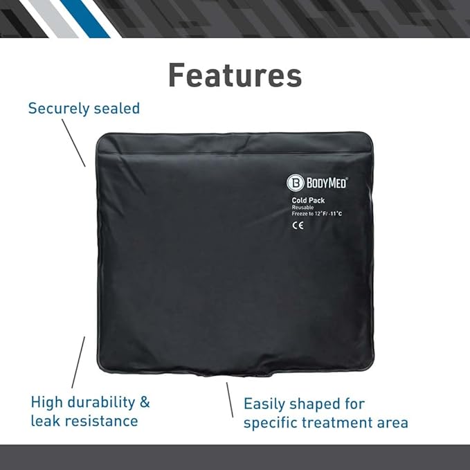 BodyMed Heavy Duty Reusable Urethane Ice Pack for Knee, Arm, Elbow, Shoulder, Back - Professional Grade Cold Therapy for Injuries, Aches, Swelling, Bruises, Sprains - 12 in. x 7 in. (Half)