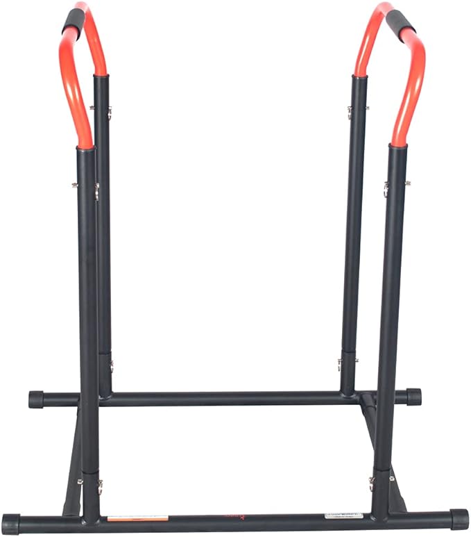 Sunny Health & Fitness Power Tower, Dip Bar, Push-Up & Pull Up Assisting Parallette Station w Optional Rock Climbing Grip Trainer