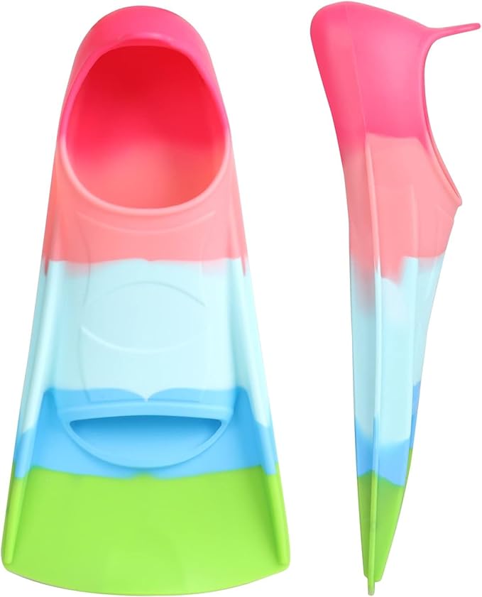 Gintenco Swim Fins, Kids Swim Training Fins for Lap Swimming, Travel Size Flippers with Mesh Bag, Silicone Swimming Fins for Kids Teens Adults Women Men