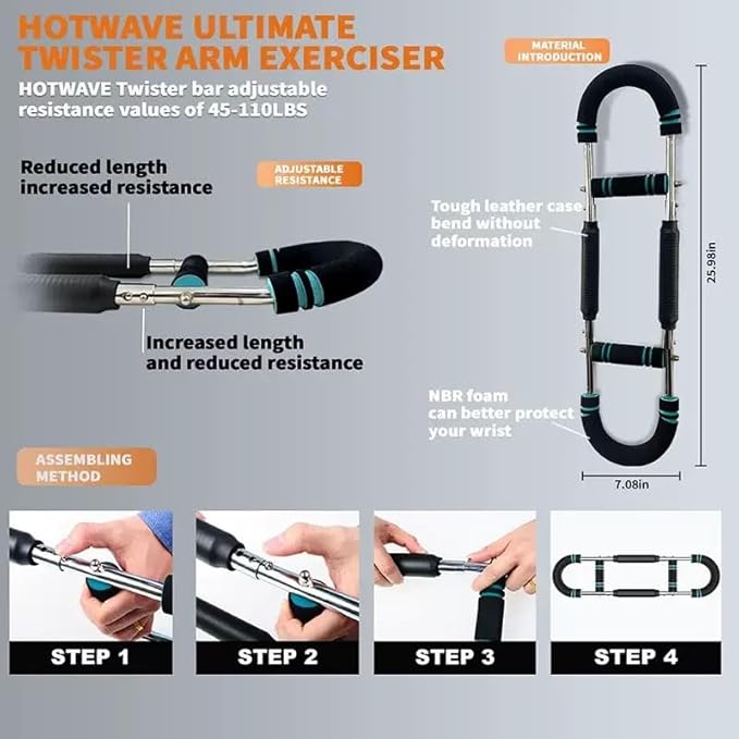 Twister Arm Exerciser,40-110lb Adjustable Chest Workout Equipment, Forearm Triceps Chest Enhanced Exercise Strengthener,Portable Detachable Upper Body Fitness Machine for Home and Gym