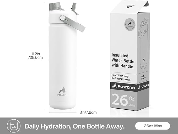 26 oz Insulated Water Bottle with 2-in-1 Straw and Spout Lid, Keep Cold 24H, Leak-Proof, Fits in Car Cup Holder, Stainless Steel Water Bottle for Sports, Travel, Gym, and School (Swamp Doodle)