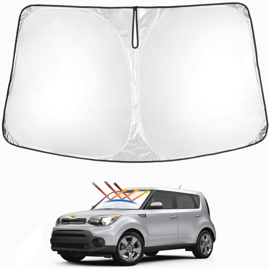 T TGBROS Windshield Sun Shade for Kia Soul 2020-2025 Accessories Foldable Sun Shield Front Window Sunshade Cover Sun Visor Cover Block Heat and Sun Protection