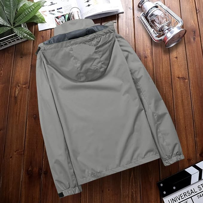 Mens Lightweight Waterproof Jacket Windproof Rain Hooded jackets for Running Hiking Cycling Travel M-7XL