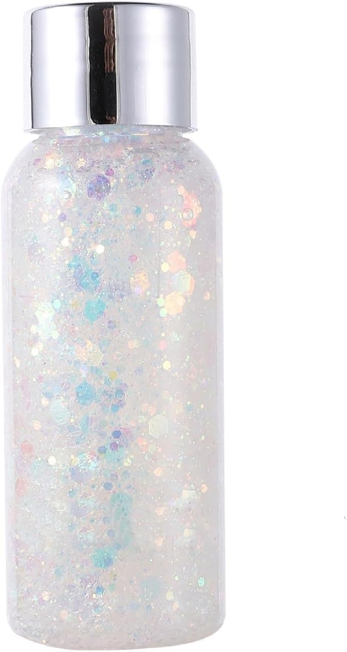 MEICOLY Clear White Face Body Glitter,Sparkling Chunky Hair Glitter,Mermaid Face Glitter,Intense Glitter Makeup,Body Glitter for Women and Girls