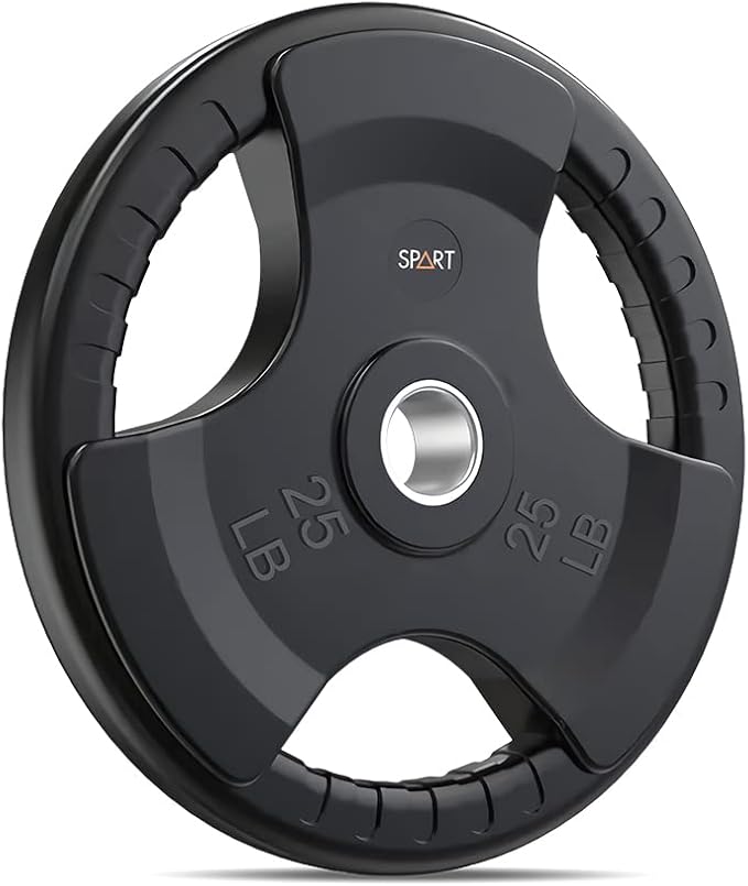 SPART Weight Plate 2-Inch Rubber Coated Olympic Grip Plate for Barbell,Solid Cast Iron Weight Plates in Pairs or Single for Strength Training,Weightlifting,Crossfit,Home Gym(5LB/10LB/25LB/35LB/45LB)