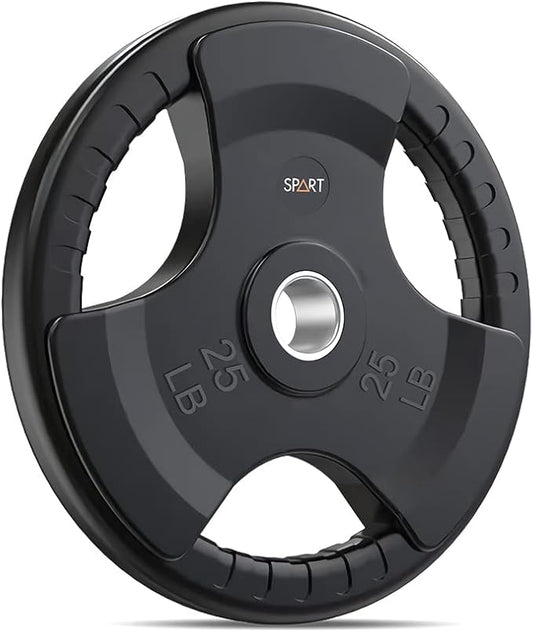 SPART Weight Plate 2-Inch Rubber Coated Olympic Grip Plate for Barbell,Solid Cast Iron Weight Plates in Pairs or Single for Strength Training,Weightlifting,Crossfit,Home Gym(5LB/10LB/25LB/35LB/45LB)