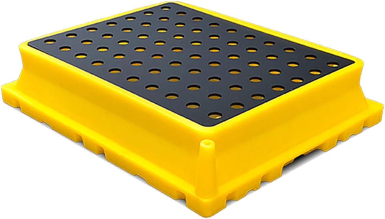 Drum Containment Spill Pallet, Industrial Nestable Oil Drums Leak-Proof Tray, Garage Storage Detachable Anti Slip Polyethylene Platform with Drain (Color : Yellow-1 Pack, Size : 20.9"x16.1"x