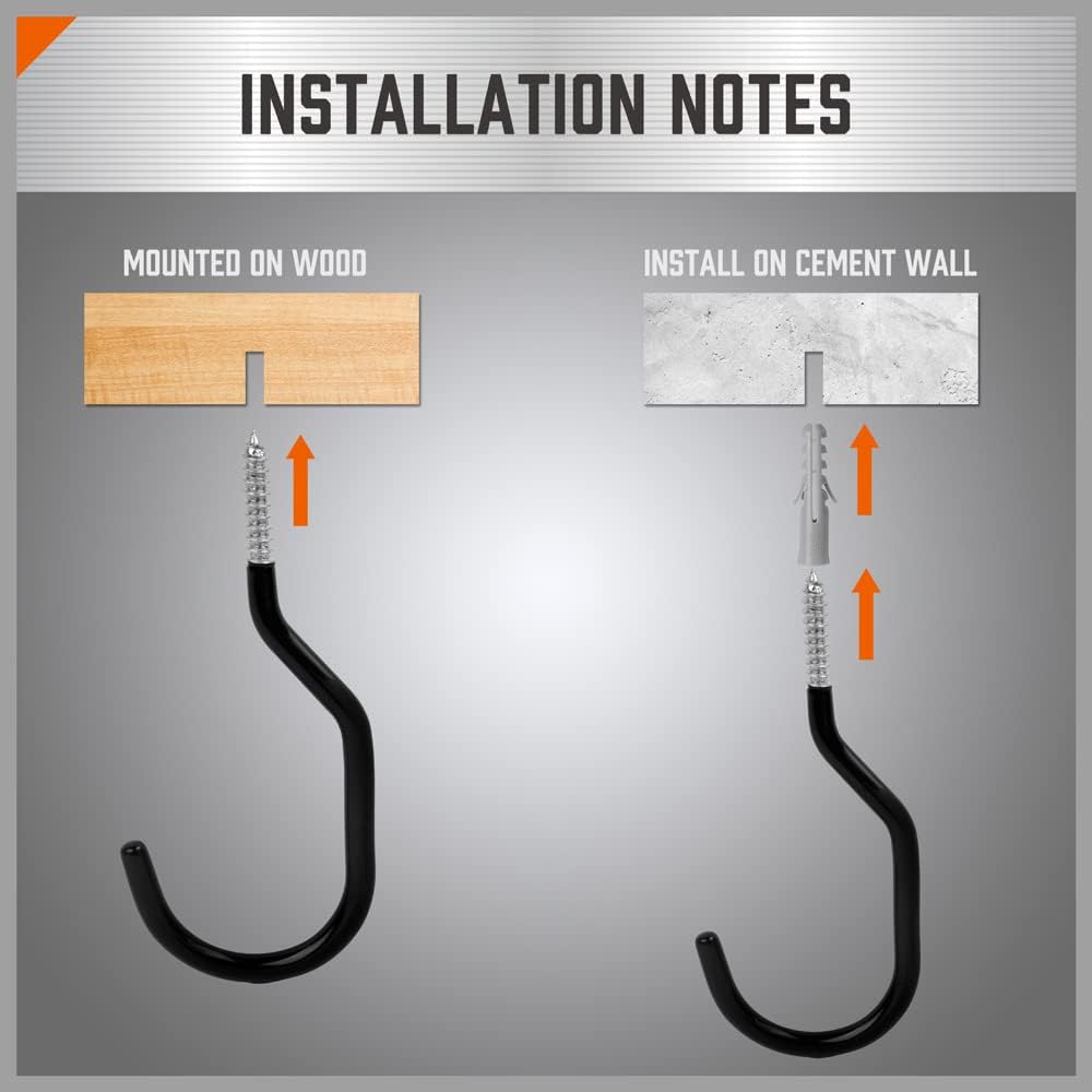 HORUSDY 12 Pack Heavy Duty Bike Hooks - 6 Inch, 100LBS Capacity for Garage Wall and Ceiling