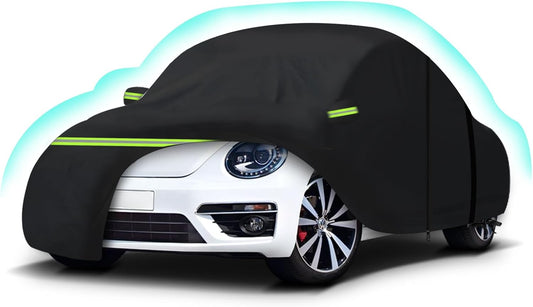 Car Cover Waterproof All Weather for 1998-2023 2-Door Saloon Car, Heavy Duty 7 Layers Outdoor Full Cover with Door Zipper, Black